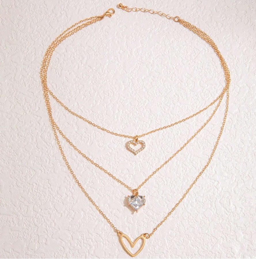 Celestial Heart Trio Layered Necklace