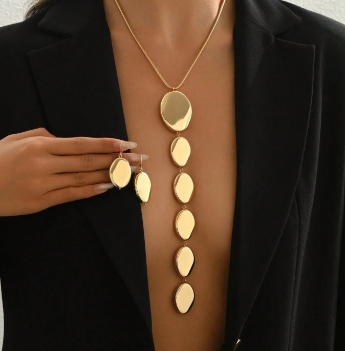 Cascade Sculptural Medallion Necklace