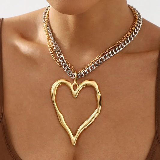Sculpted Heart Cascade Necklace
