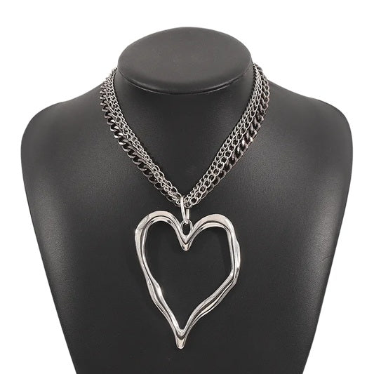 Sculpted Heart Cascade Necklace