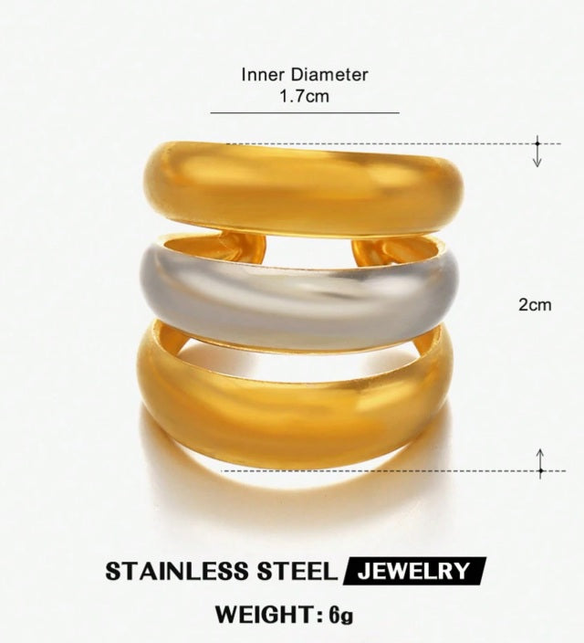 Sculpted Waves Stainless Steel Ring Collection