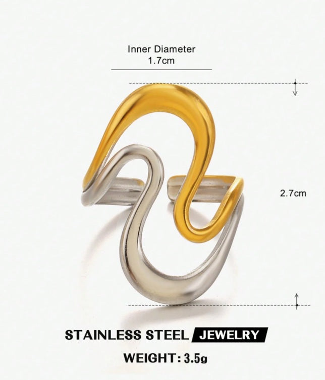Sculpted Waves Stainless Steel Ring Collection