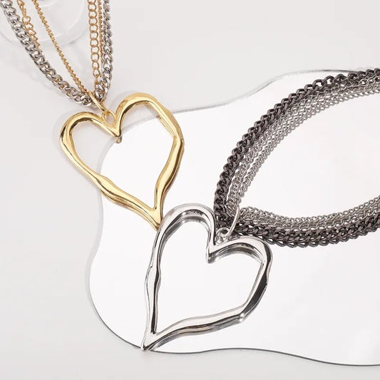 Sculpted Heart Cascade Necklace