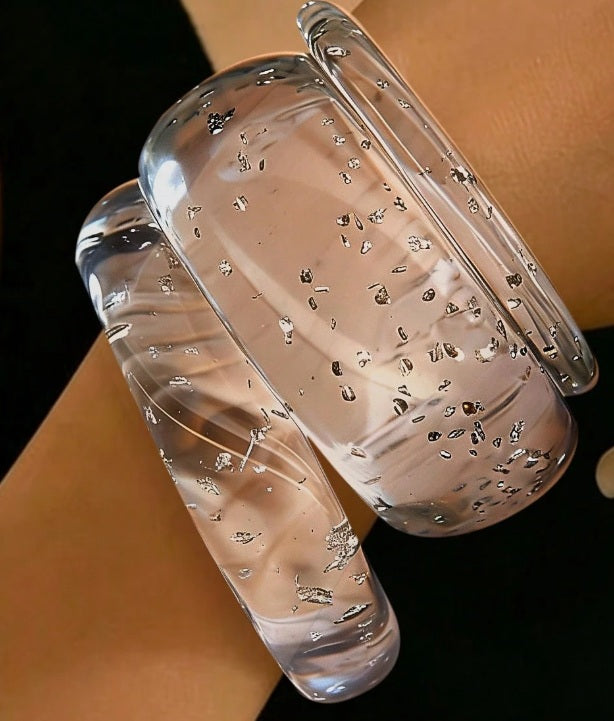 Stardust Aura Resin Bangle Set