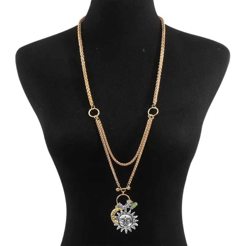 Sun & Moon Wanderer Charm Necklace