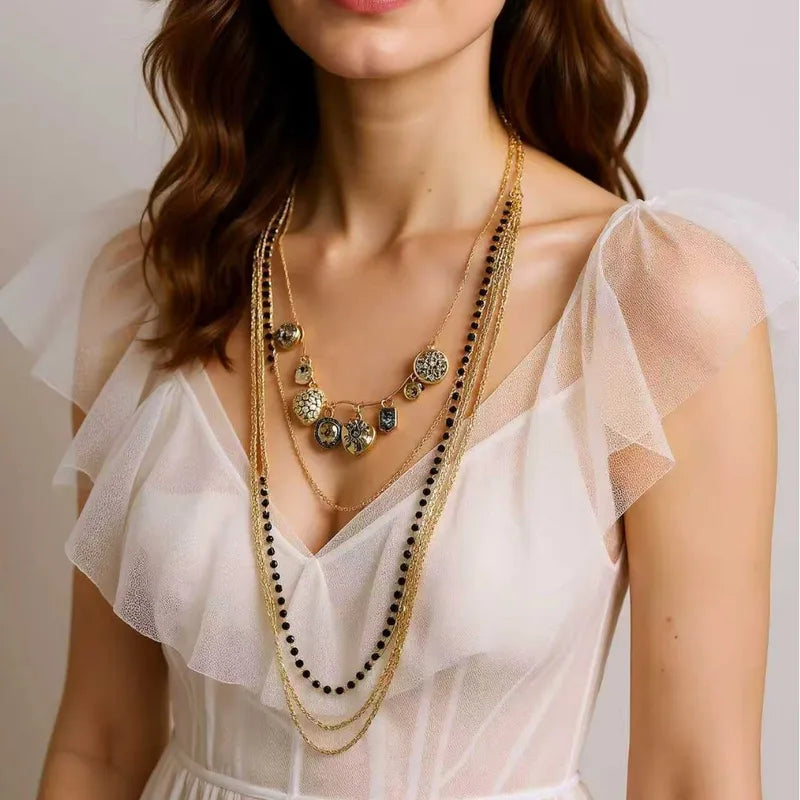 Midnight Celestial Charm Layered Necklace