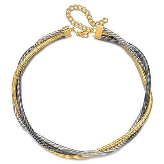 Twisted Dual-Tone Serpentine Collar Necklace