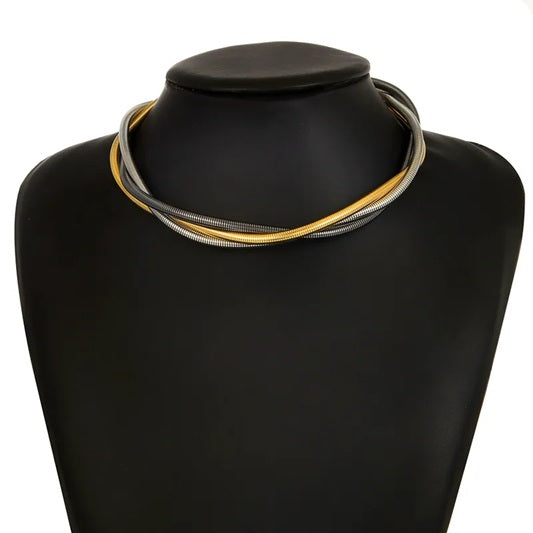 Twisted Dual-Tone Serpentine Collar Necklace