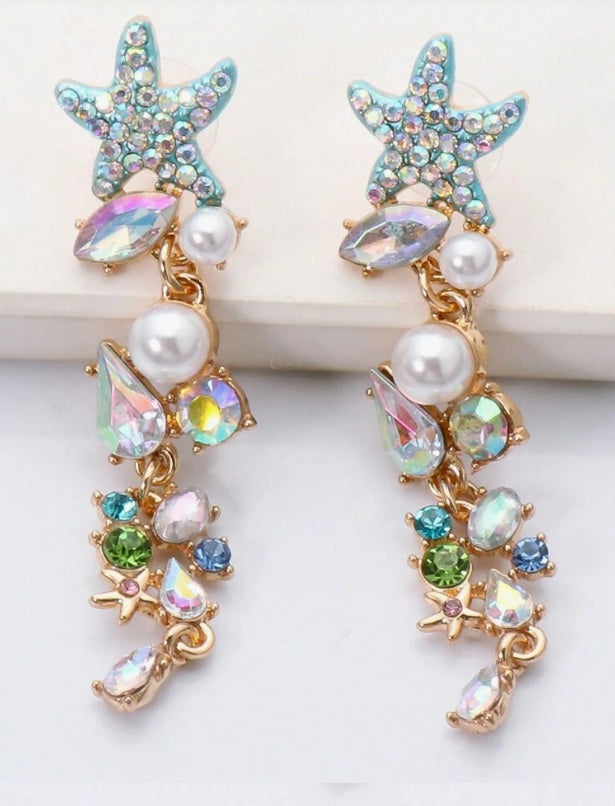 Mermaid Treasure Crystal Earrings ✨