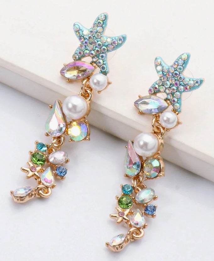 Mermaid Treasure Crystal Earrings ✨